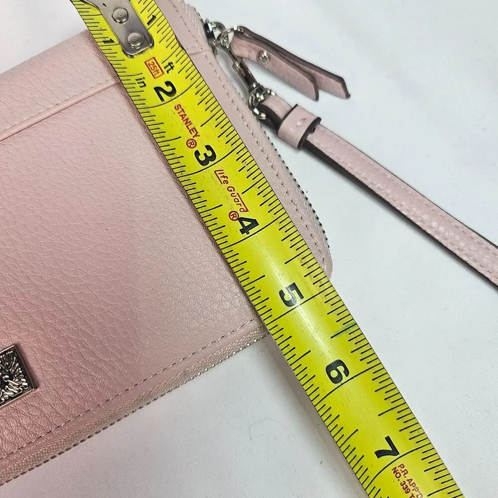 Anne Klein Blush Pink Zip Around Wristlet Wallet Clutch Organizer Faux Leather